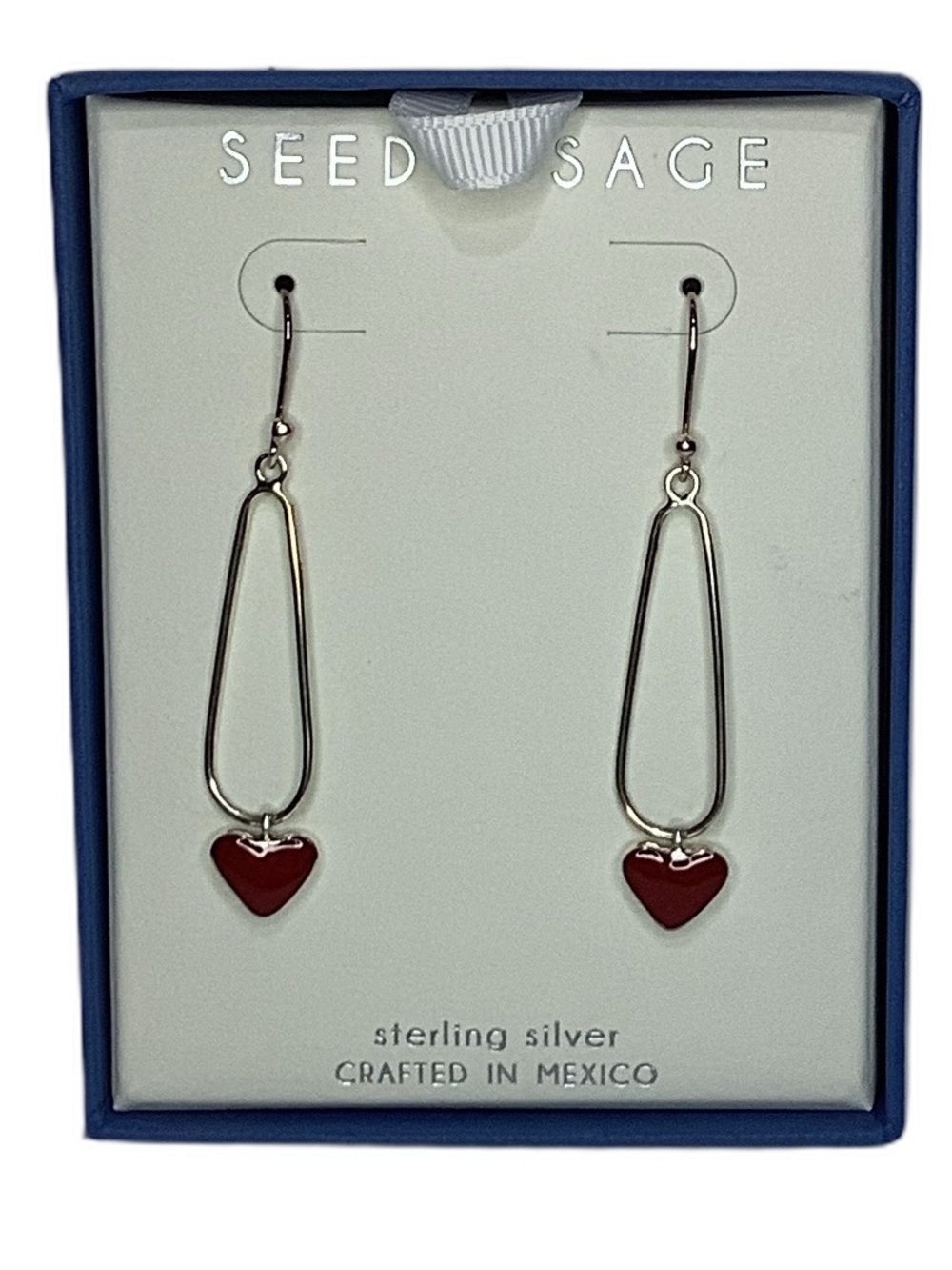 Seed & Sage Sterling Silver Red Jasper Heart Drop Earrings New